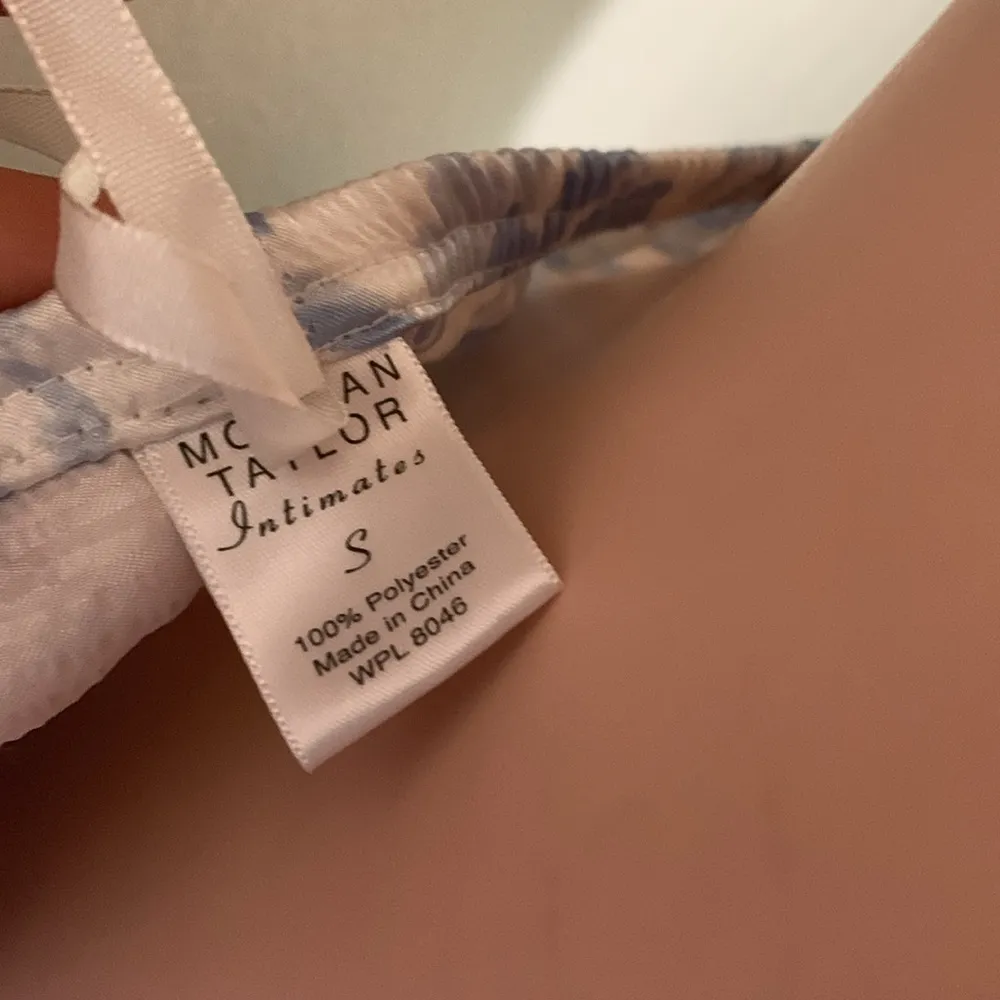 Morgan Taylor Intimates woman pajama pants set size SMALL baby blue & white - Image 7