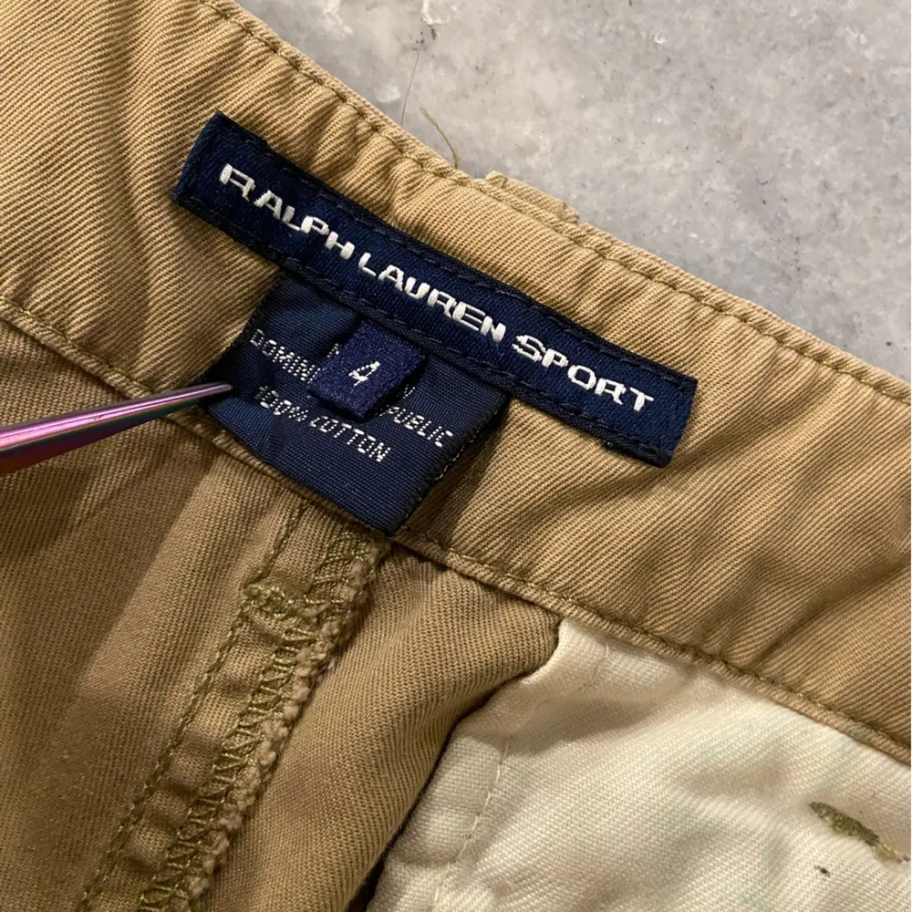 Ralph Lauren Sport Size 4 Khaki Tan Cotton Twill Zip Up Chino Shorts - Image 10