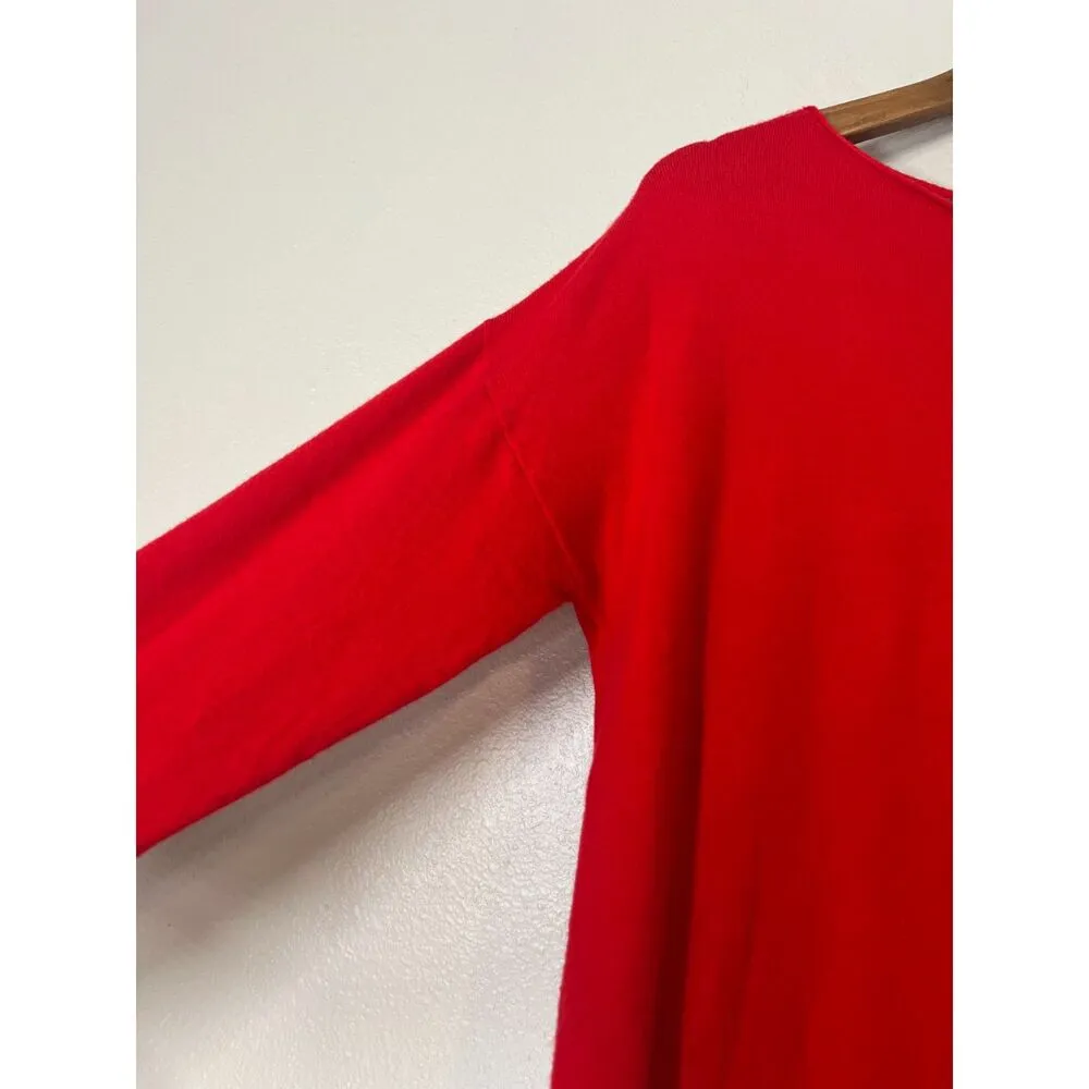 Lola Paris Soft Red Sweater Sz M/L Sequin Holiday Artsy Party Christmas Modal Size M - Image 2