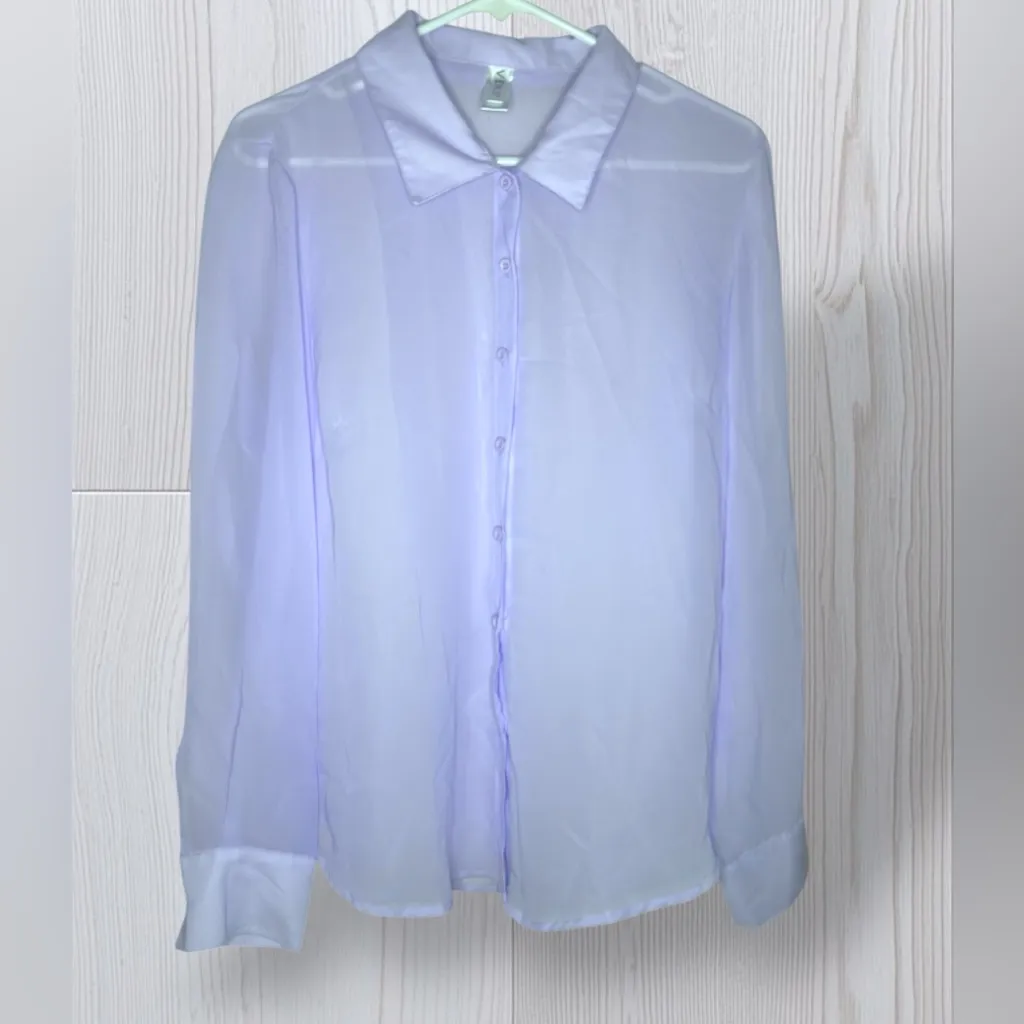 Venus  Women’s Sheer Casual Button Down Blouse - Image 2