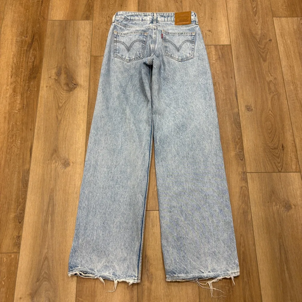 🌟LEVI'S🌟 LOW LOOSE WIDE LEG LOW RISE DISTRESSED JEANS LIGHT WASH SZ 25 - Image 8