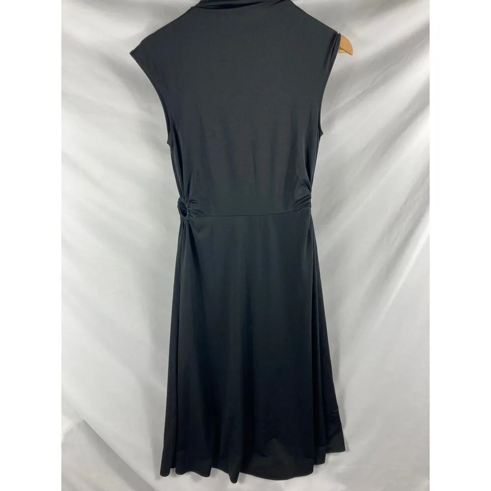 Open Edit Sleeveless High Neck Open Side Loop Midi Dress Black Size Medium - Image 4