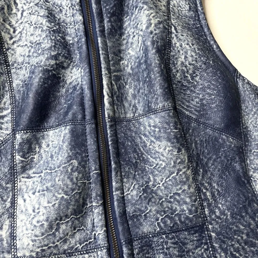 Womens Shearling Lambskin Vest Blue Size M Audrey Talbott Made In New Zealand Size M - Image 4