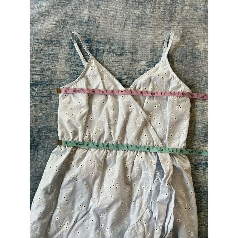 Wild Fable Powder Blue White Daisy Ruffle Faux Wrap Romper XS - Image 8