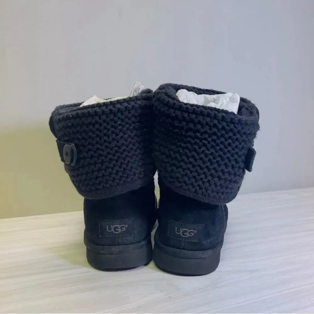 UGG #1013859Y Shania Black Knit Suede Womens Suede Sweater Boots 6 - Image 3