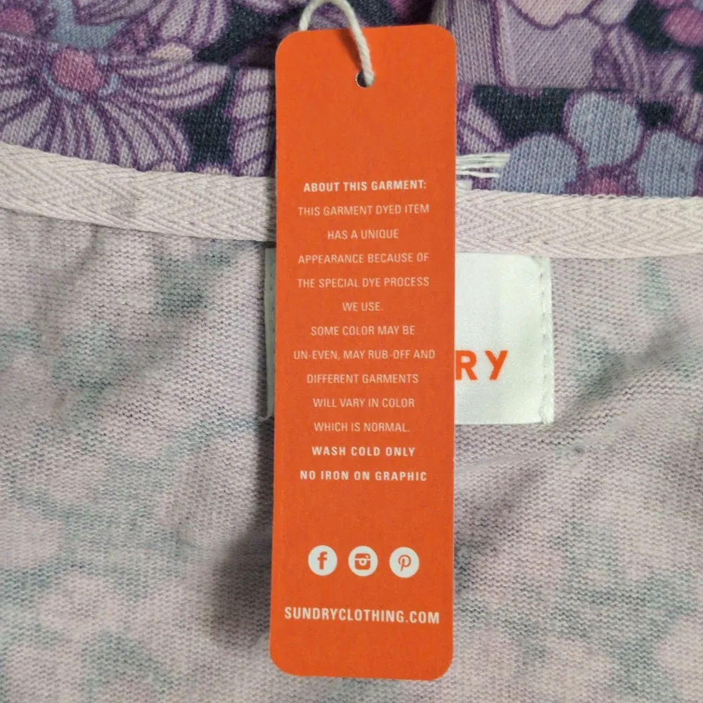 Sundry Mod Floral Sweatshirt Top Bright Orchid Long Sleeves Crewneck 2 / M New - Image 9