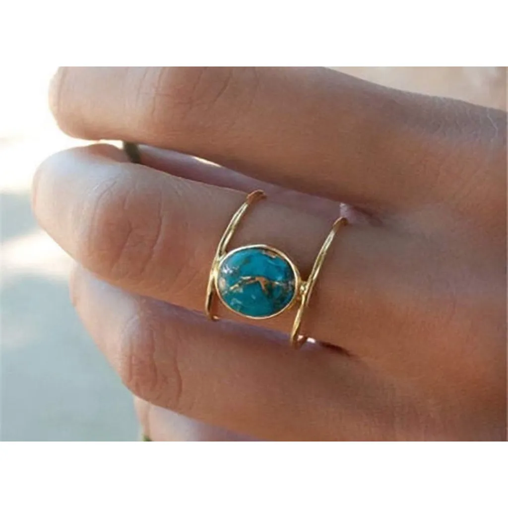 New Women's Large Turquoise Gold Filled Ring, Bar Band, Size 5, Jewelry‎ - Image 10