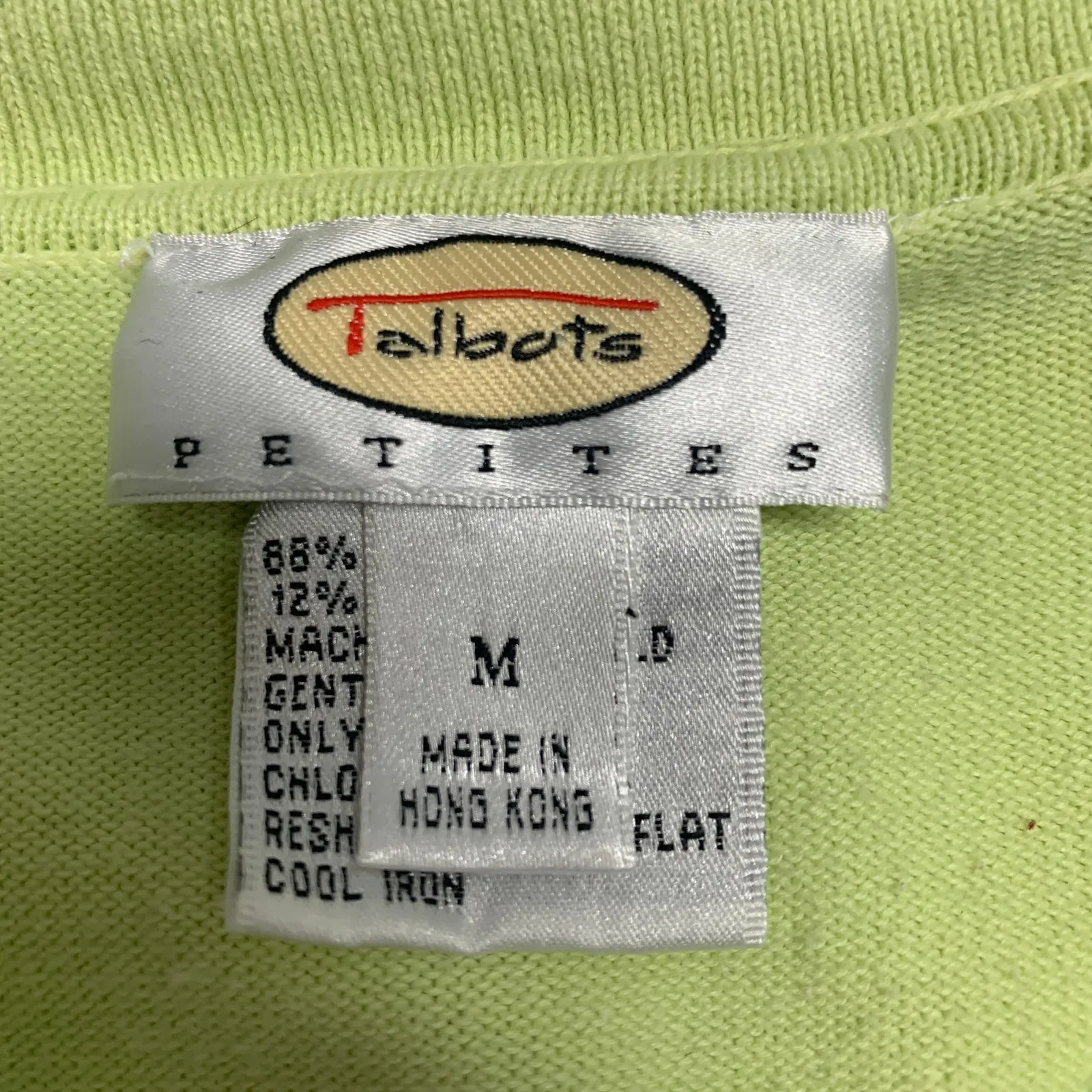 Vintage Talbots Pale Lime Green Sweater Polo Zip Sz Medium - Image 8