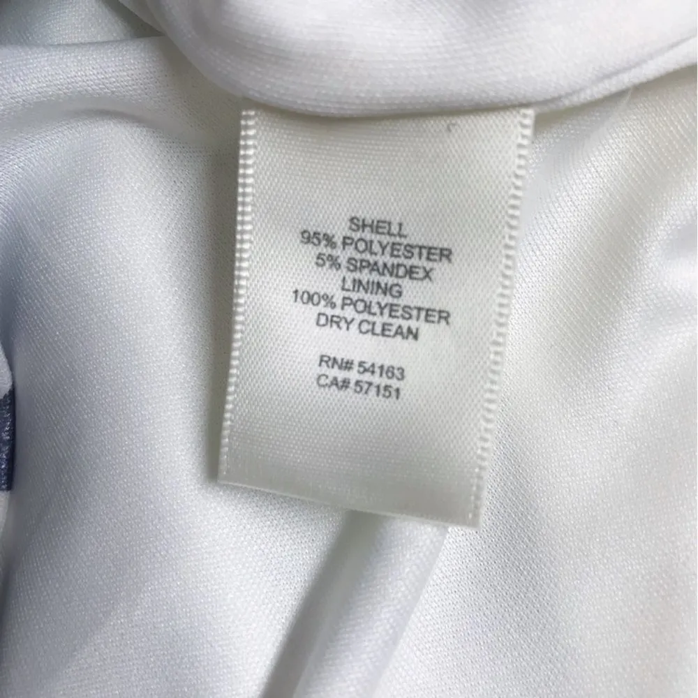 ELIZA J Blue Floral Print One Shoulder Sheath Dress Metallic Ruffle Size 6 New‎ - Image 9