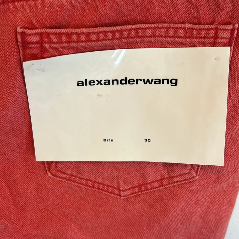 Alexander Wang Bite Red Denim High Rise Shorts - Image 6
