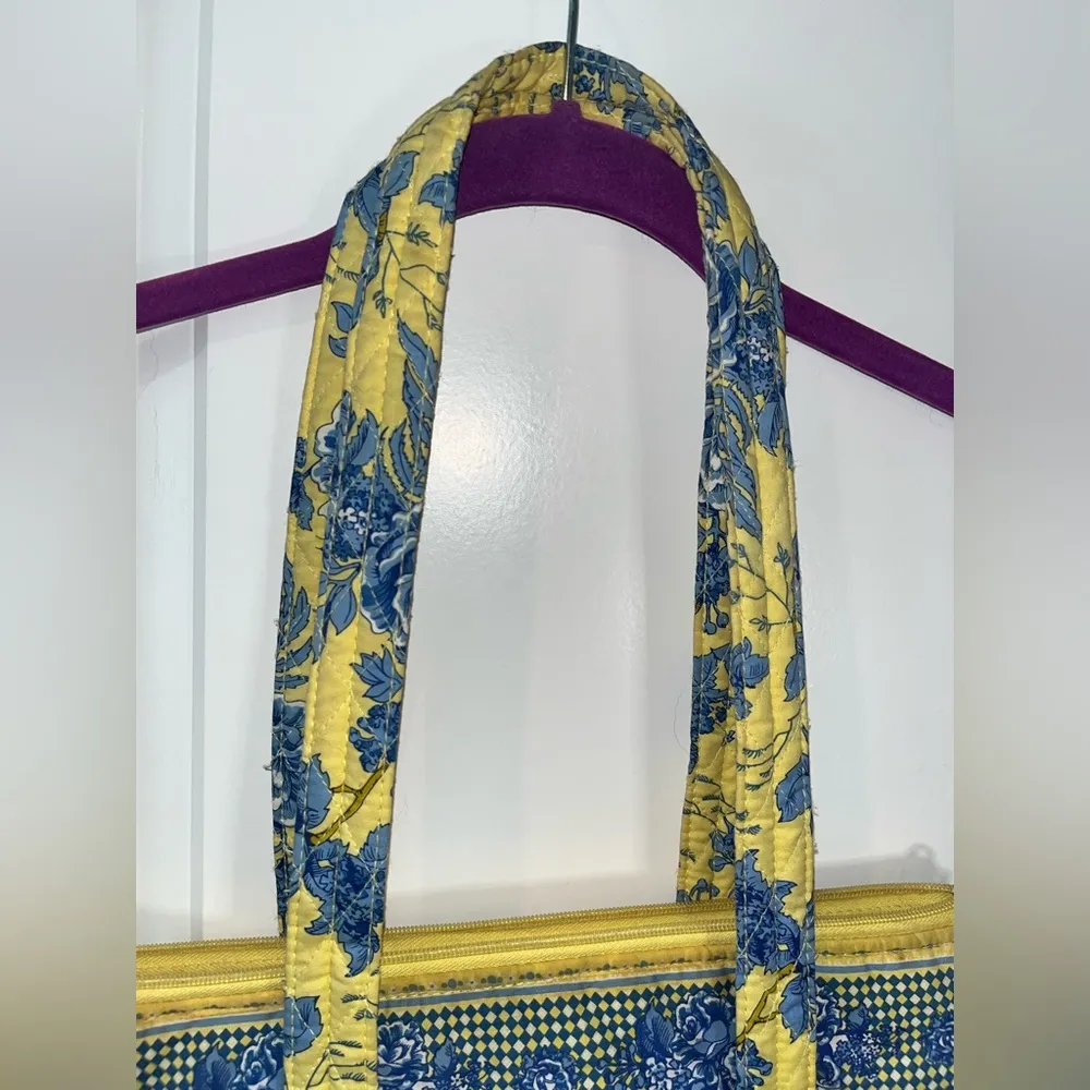 Americana by Sharif Vintage Retired Yellow/Blue Floral Fabric Zipper Closure Bag - Image 12