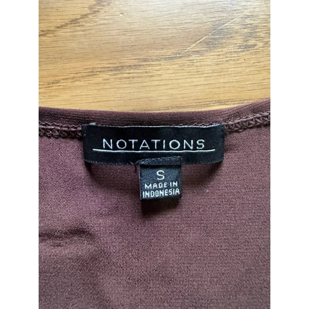 Notations Women Size Small Short Sleeve Blouse Beads Embellished Stretch Artsy - Image 3