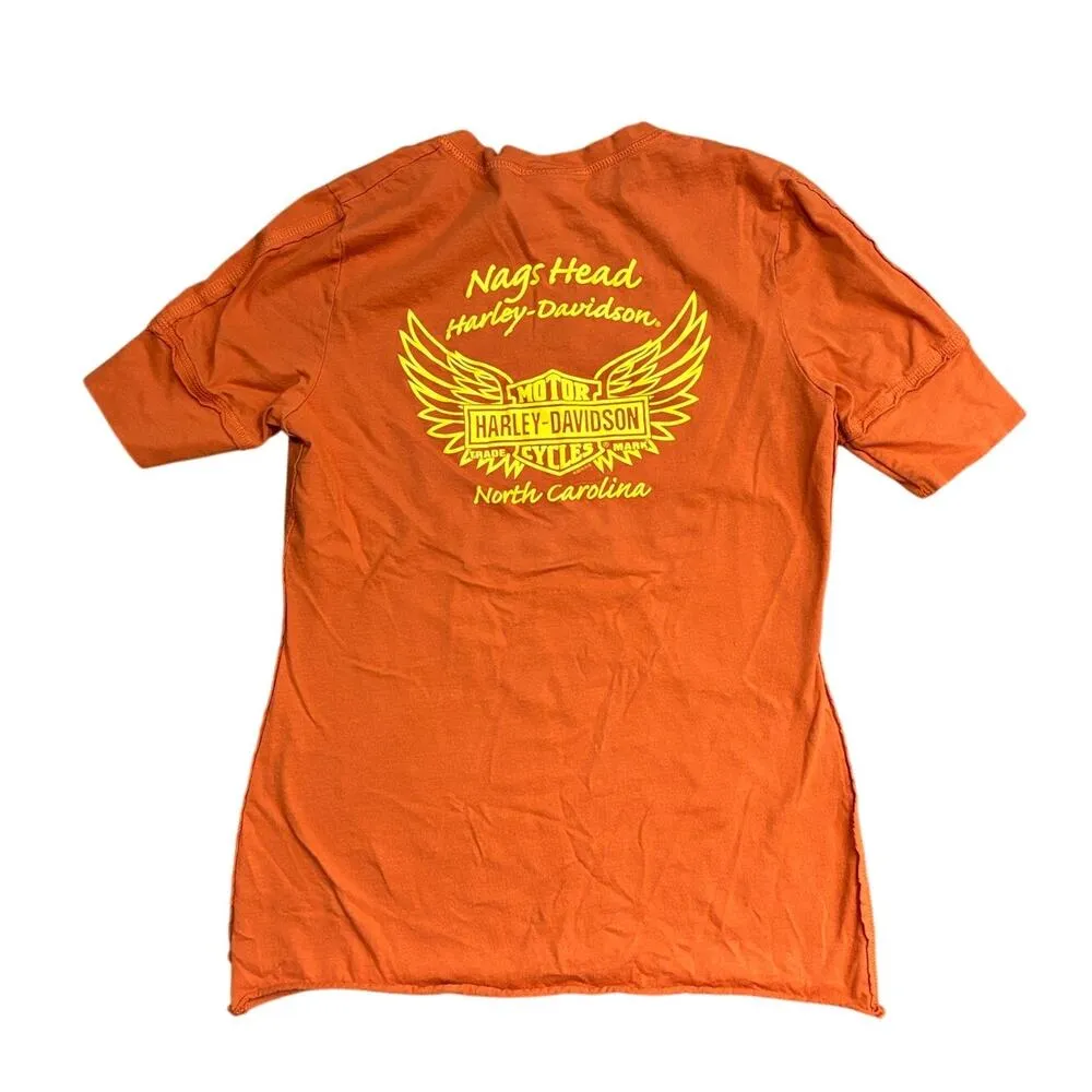 Harley Davidson Nags Head Orange wing top Small - Image 2