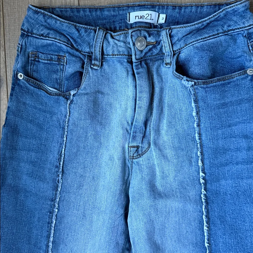 Rue 21 Festival Flare Two Tone Distressed Jeans - Image 2