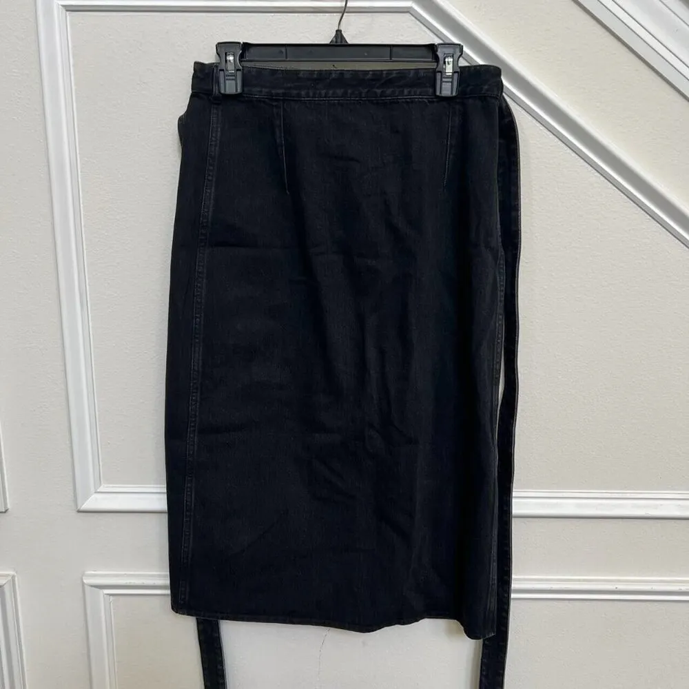 NWT Balenciaga Denim Wrap Skirt Black Woman Size 40 Made in Italy - Image 9