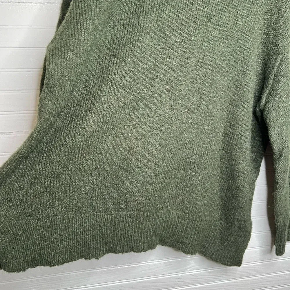 Topshop Women's Green Chunky Knit Mock Neck Oversized Sweater XS US 0-2 - Image 6