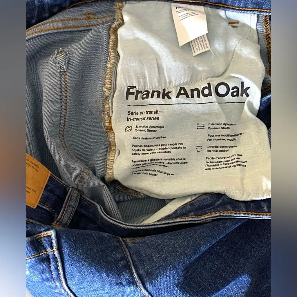 Frank & Oak Kim Slim Fit Blue High Rise Denim Jeans Sz 30 - Image 3