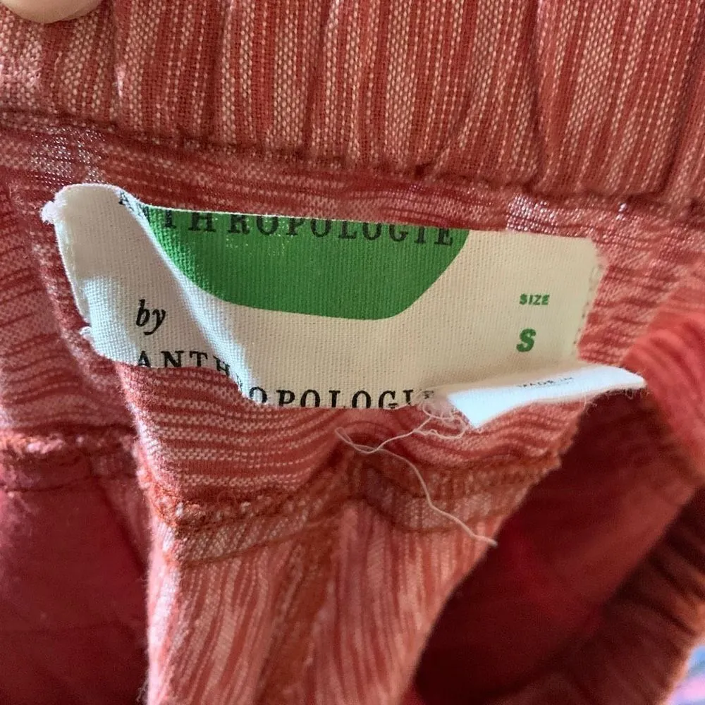 Anthropologie Longshore Ikat cropped cotton heathered red pants - Image 5