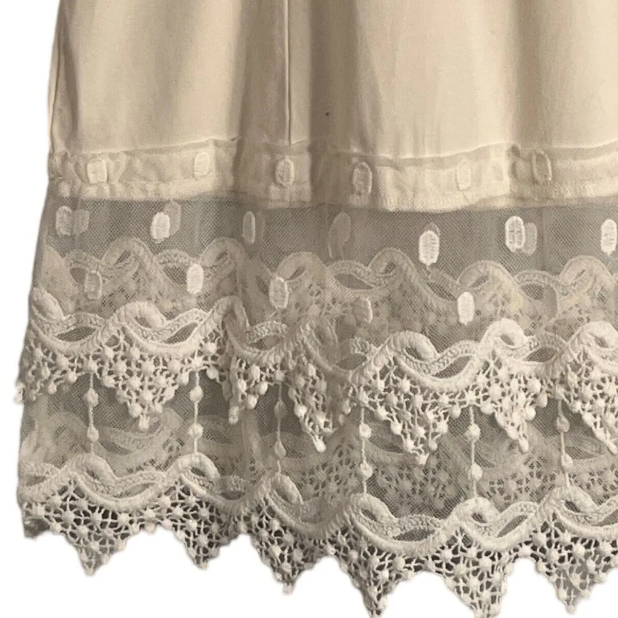 KATHLEEN KIRKWOOD Womens Sleeveless Top Size M White Lace Embroidered Hem Size M - Image 4