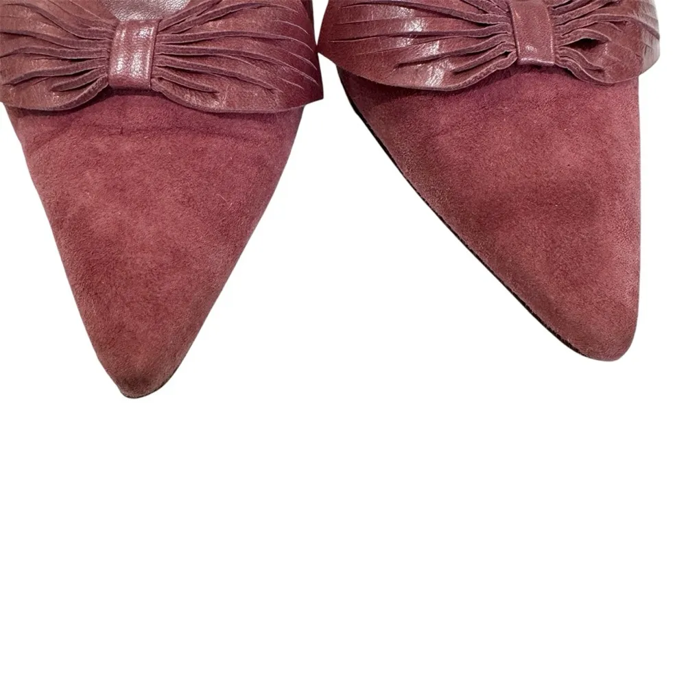 Manolo Blahnik Bow Burgundy Suede Pumps EUC - Image 8