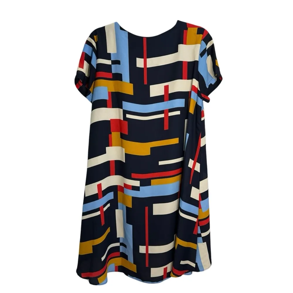 Aura Multicolor Geometric Short Sleeve Shift Dress - Image 4