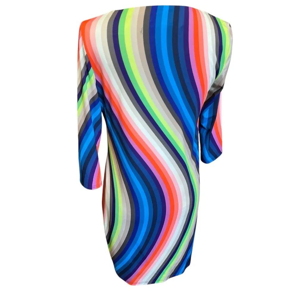 Trina Turk Bolero La Floridita Wave‎ Stripe Jersey Shift Dress Bold Vacation - Image 4