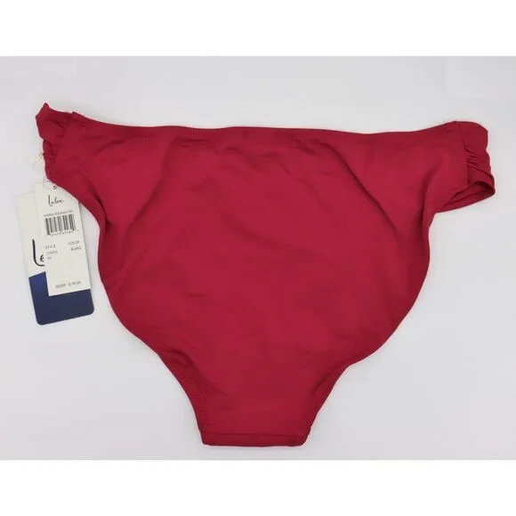 NEW Leilani St. Tropez shirred side basic pant bikini bottom, size 16, burgundy Red - Image 3