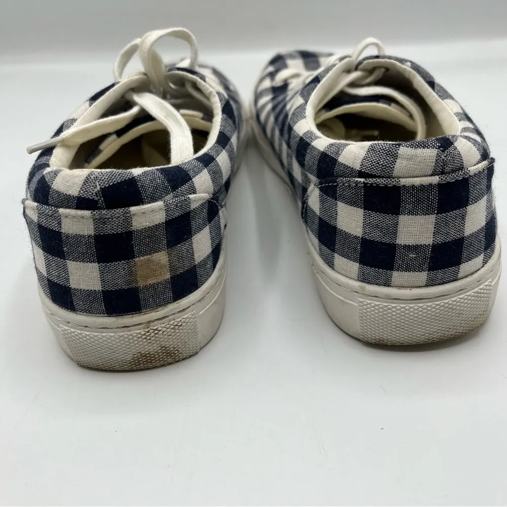 J. Crew Factory Sz 8 Road Trip Blue White Gingham Checkered Sneakers - Image 5
