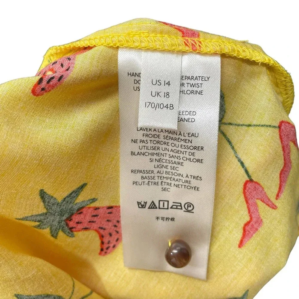 Anthropologie Kendra Dandy‎ Dreamer Top Blouse Button Strawberry Yellow Size 14 - Image 12