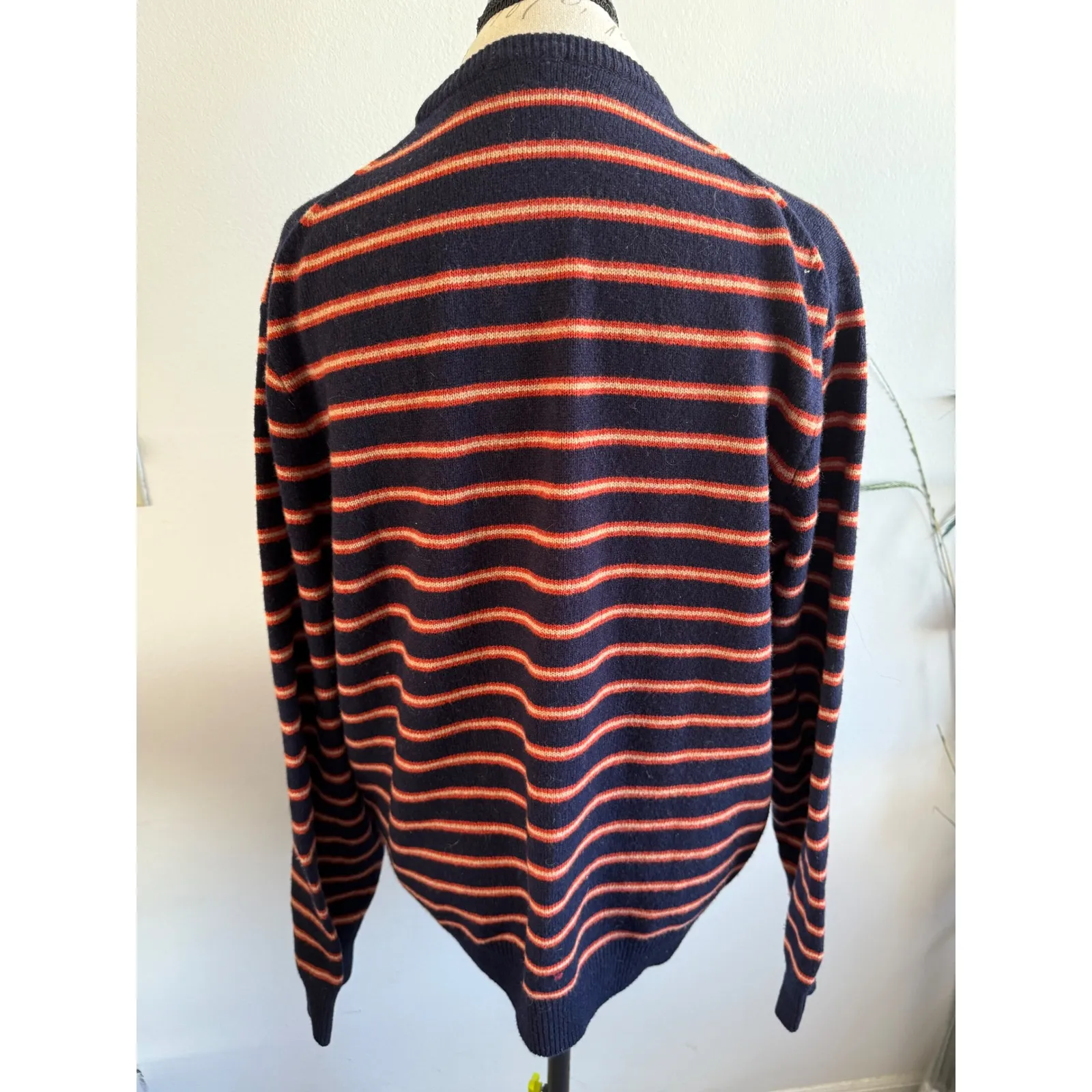 J.Crew Striped Lambswool Sweater Women's Size L‎ Blue Orange Pullover Size L - Image 2