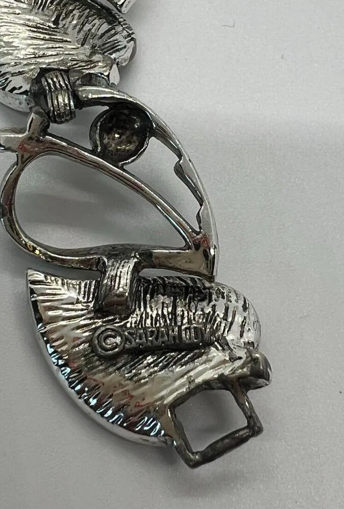 Vintage 50s Sarah Coventry Silver Tone Windsong Leaf Link Bracelet 7.5" - Image 4