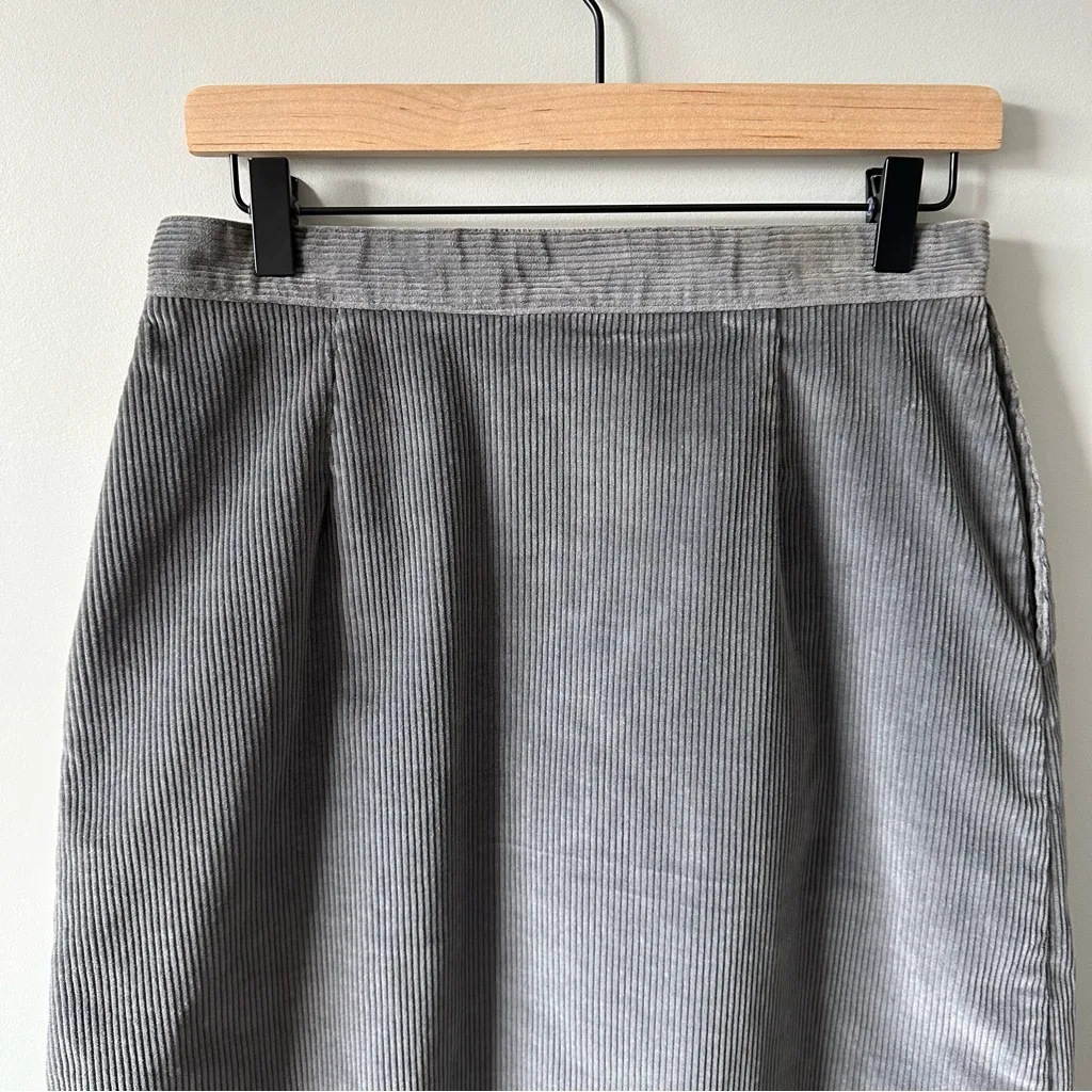 Vintage Wide Corduroy Gray A Line Skirt MALLARD DUCK Size 14 by MH Selections - Image 5