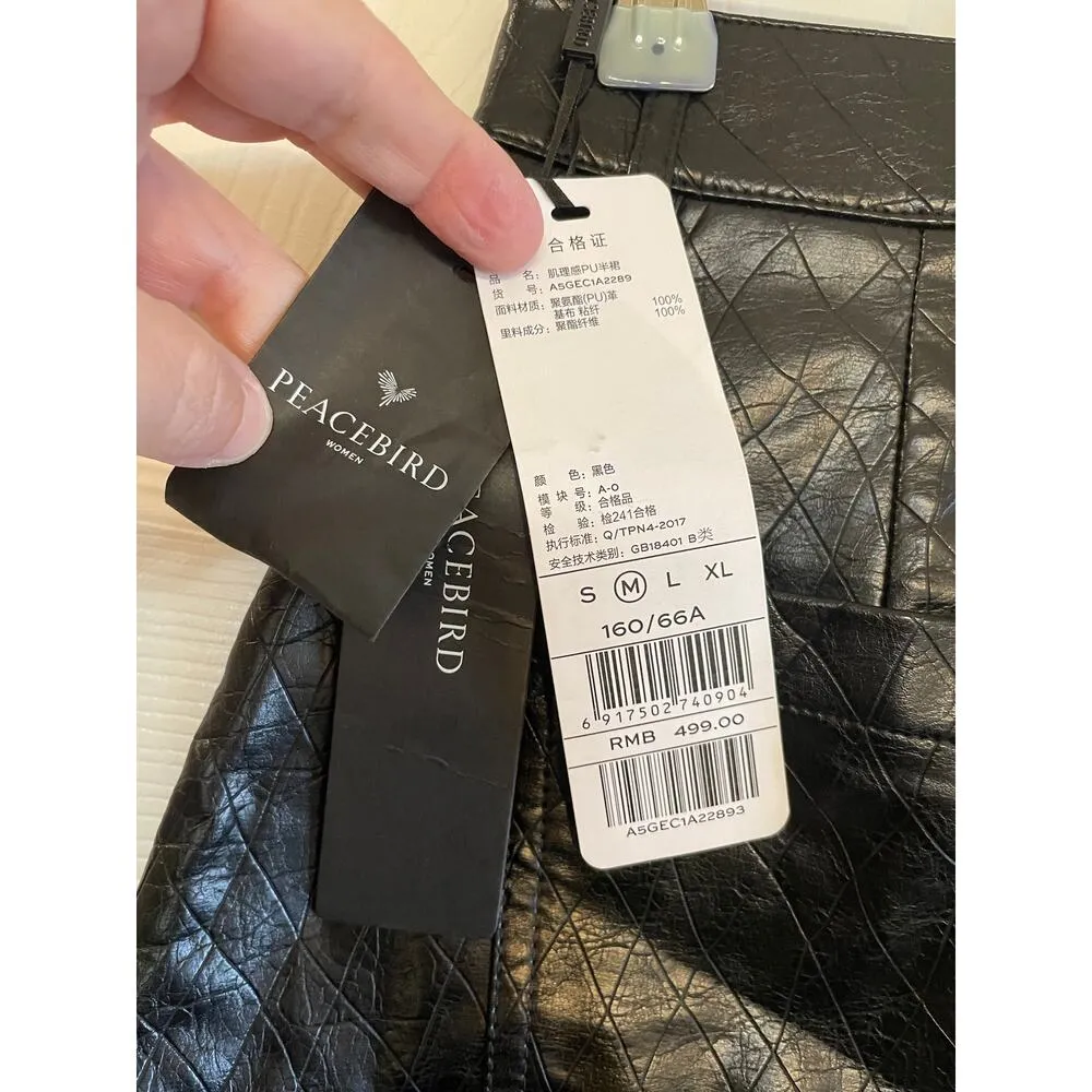 NWT Peacebird quilted black faux leather mini skirt size M *CHECK MEASUREMENTS* Size M - Image 3