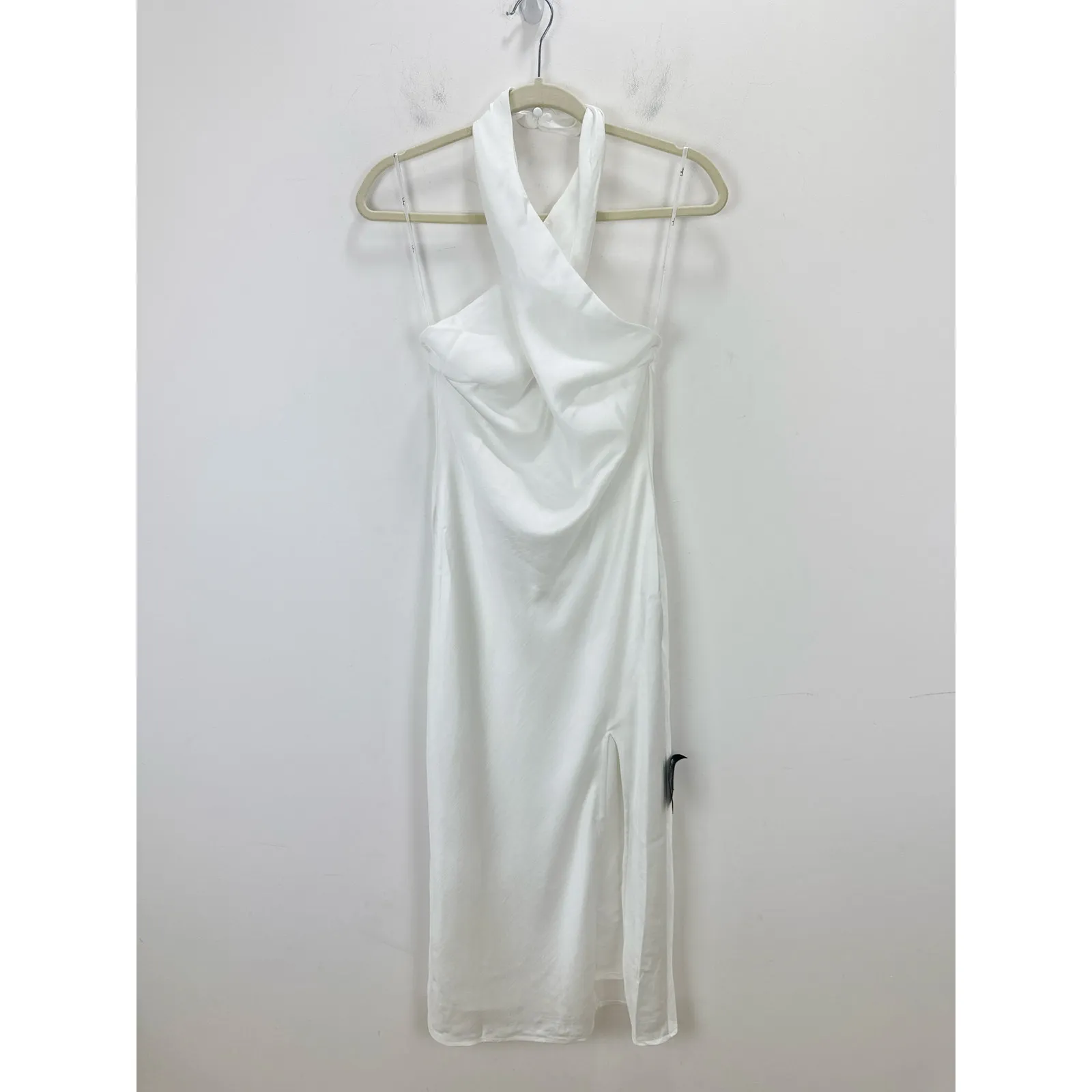 Lulus Beyond Classy White Satin Halter Midi Dress Wedding Bridal Medium NWT - Image 6