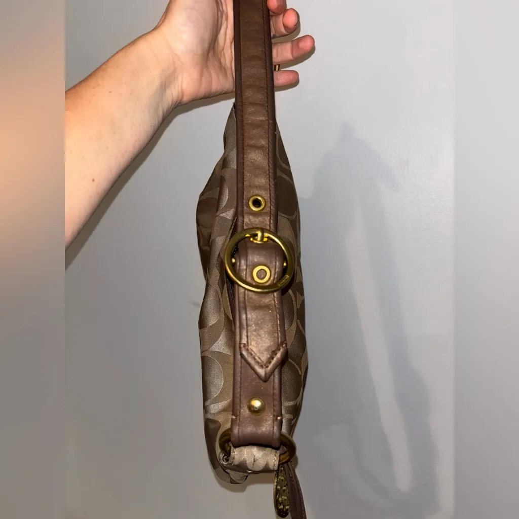 Coach Signature Ali Sateen Hobo Shoulder Bag Gold/Khaki 13642 - Image 8