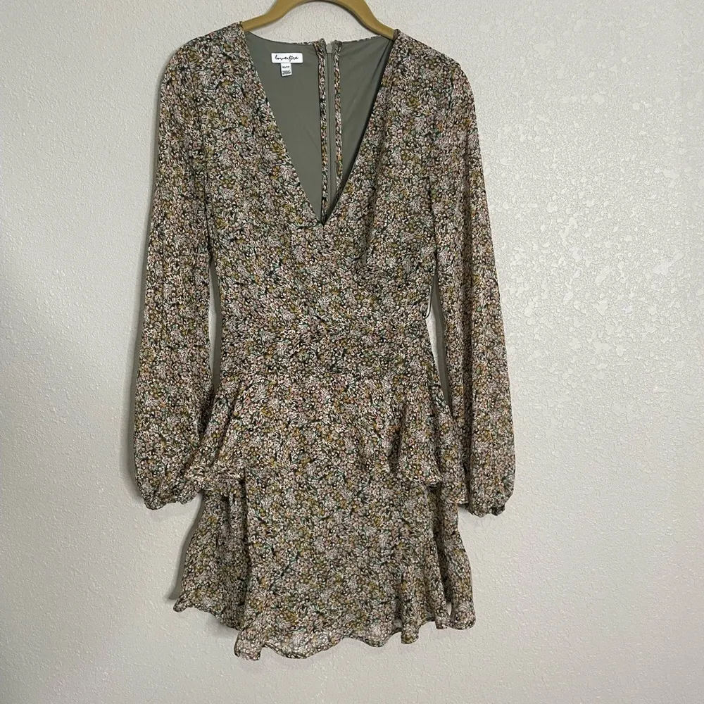Love, Fire V Neck Floral Long Sleeve Dress XS - Image 4