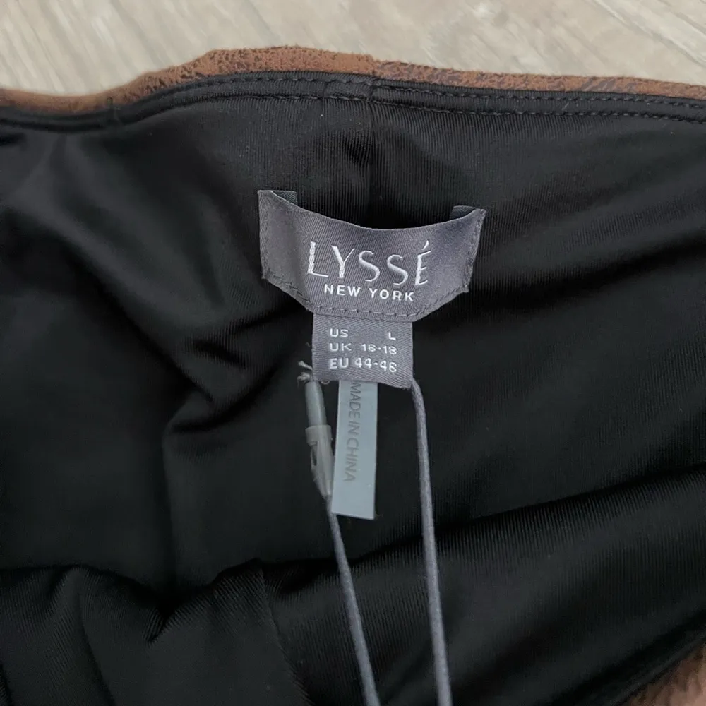 NWT Lysse Buffed Faux Suede Ponte Mixed Media Leggings | Bison Brown | Large - Image 8