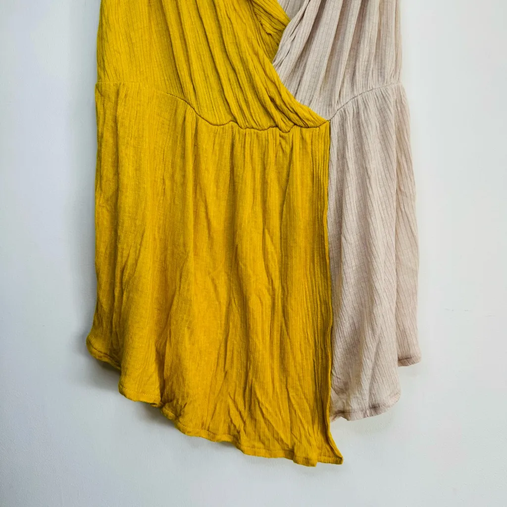 Free People Last Night Colorblock Tank‎ in Gold Boho Femme Plunging Neckline XS - Image 5
