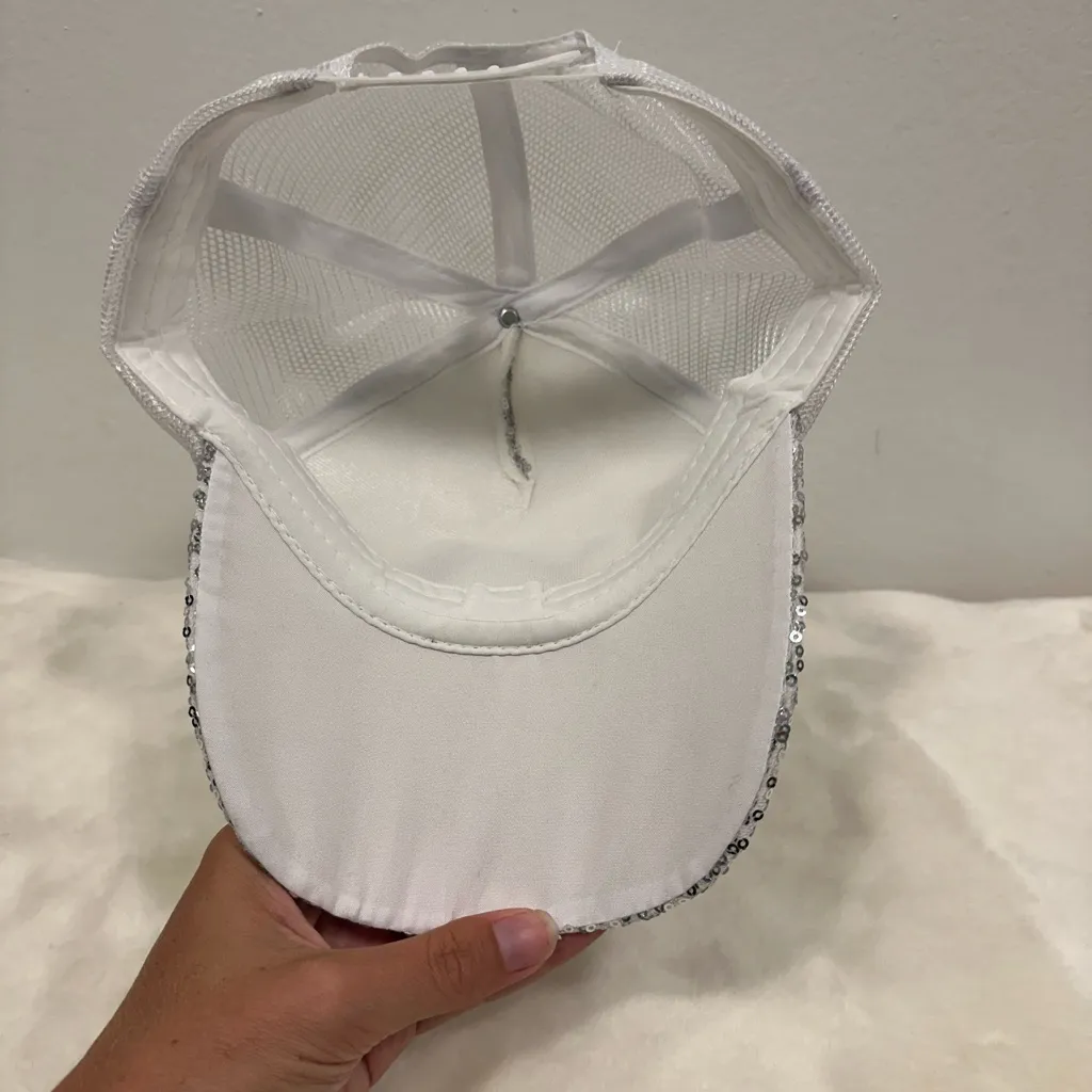 Detroit Lions logo hat! Glitter sequin trucker baseball cap! - Image 3