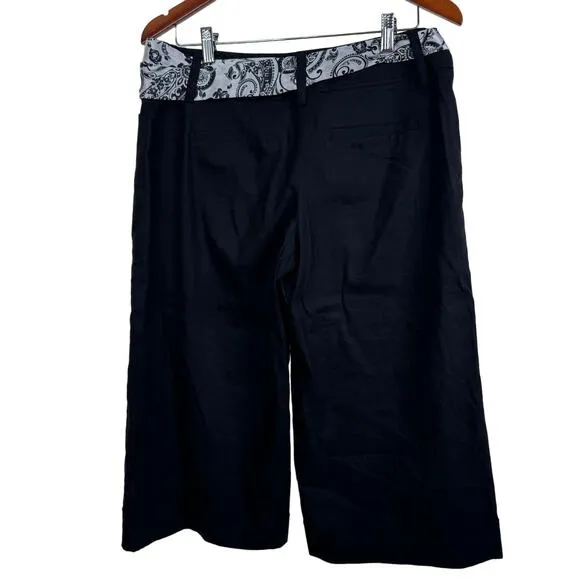 White House Black Market Legacy Black Wide Cuff Crop Rev Belt Pants 10‎ NWT - Image 5