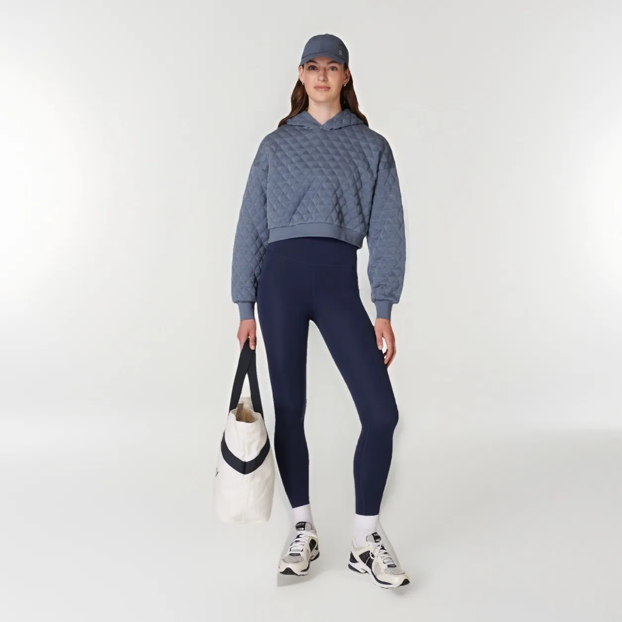 NEW Sweaty Betty Blue Sandwash Quilted‎ Athletic Hoodie Jacket Sz XXL $164 - Image 5