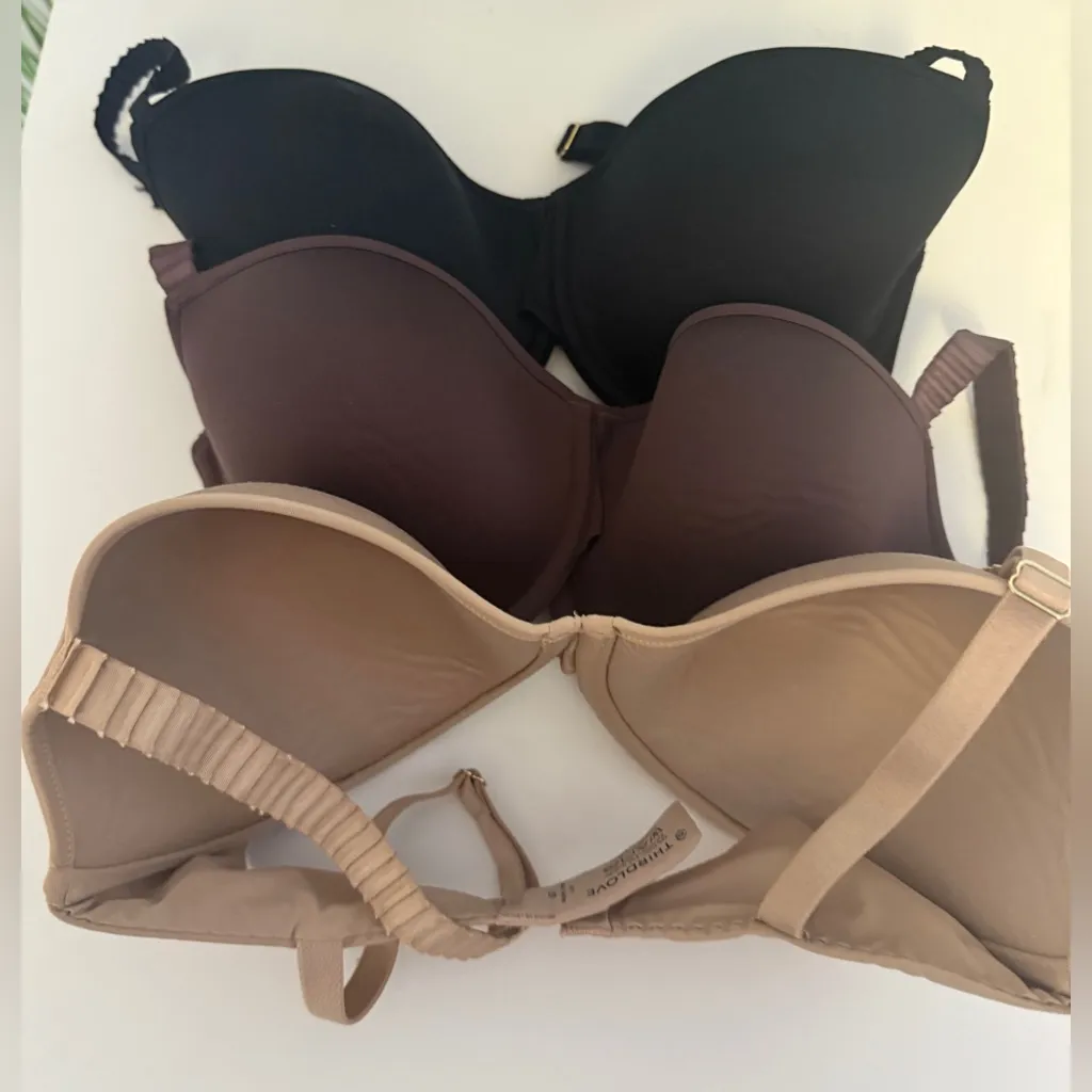 Third Love 24/7 Classic T Shirt Underwire Bra Trio Taupe Cocoa Black 30F - Image 6
