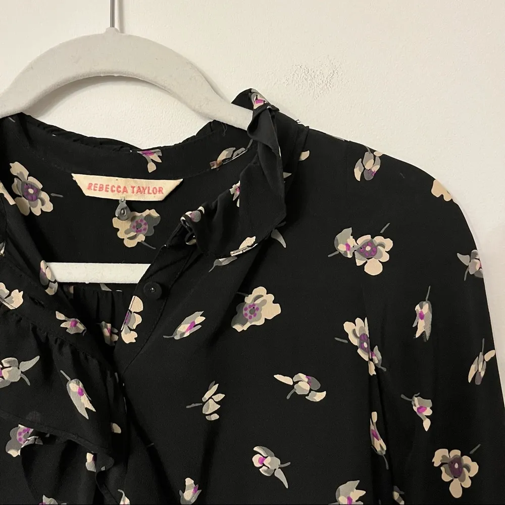 Rebecca Taylor Ghost Flower Floral Silk Mini Dress Size 0 - Image 6