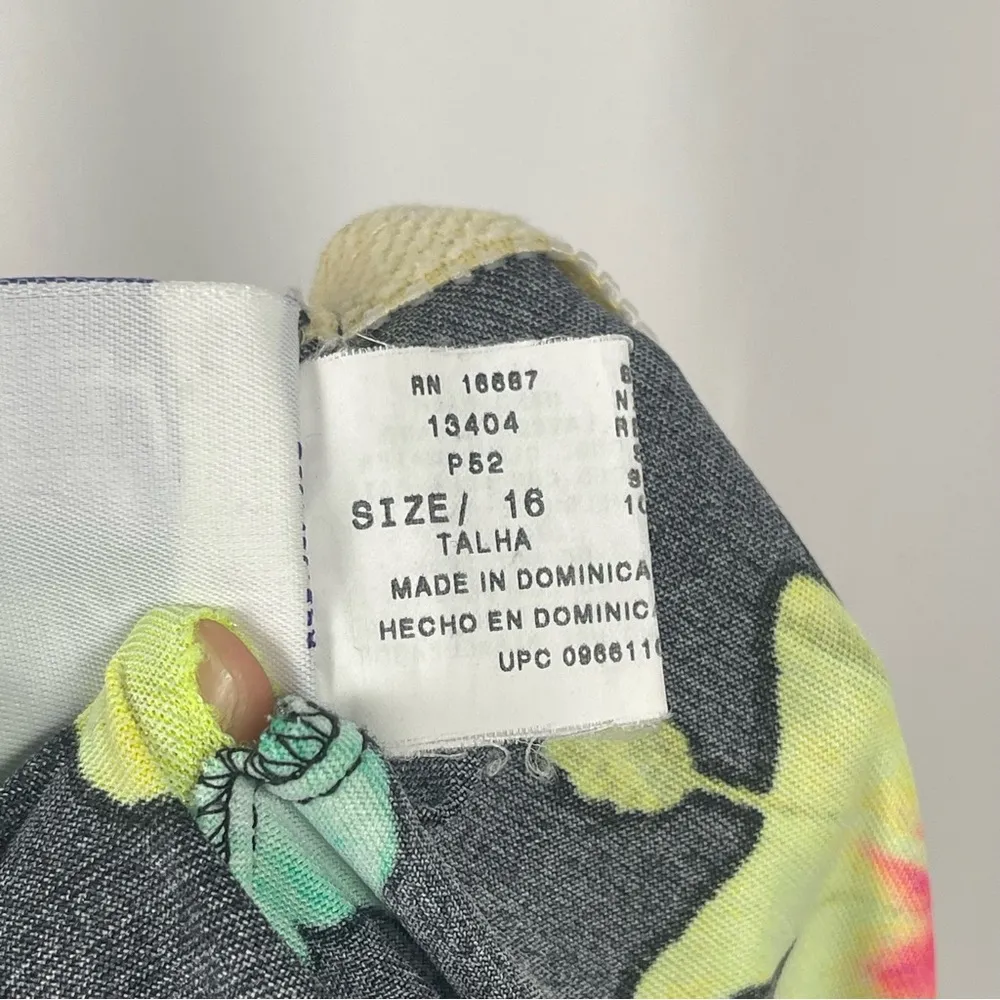 Vintage Beach Cabana Size 16 Hawaiian Floral Dress Skirt Swimsuit Modest Modest Black - Image 5