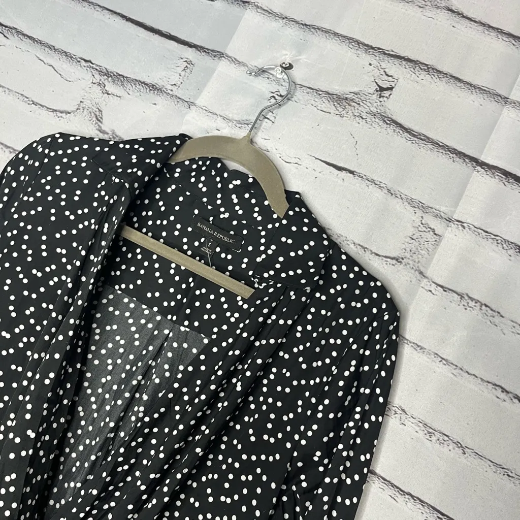 Banana Republic Black White Polka Dot Cowl Neck Surplice Blouse SP Work Casual - Image 7