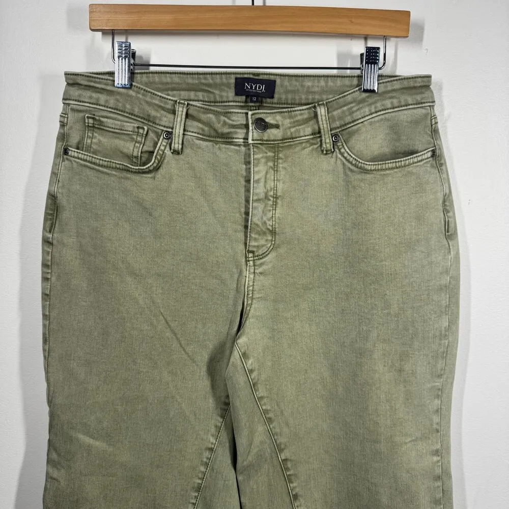 Not Your Daughters Jeans Women 12 Green Marisol Moss Lift & Tuck Tech Wide Leg - Image 3