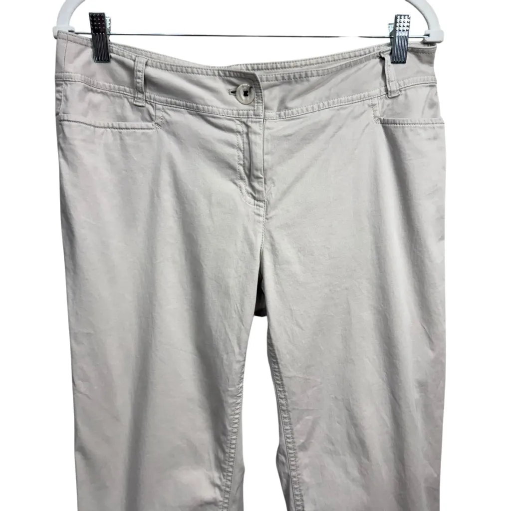 J Jill Women’s Khaki Stretch Pants Size 10 Beige Cotton Blend Straight Leg - Image 2