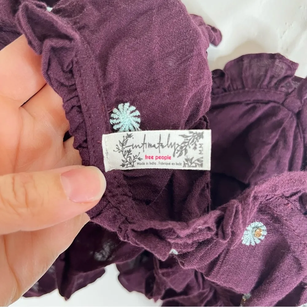 Free People Embellished Purple Ruffle Tank Crop Top Medium - Image 3