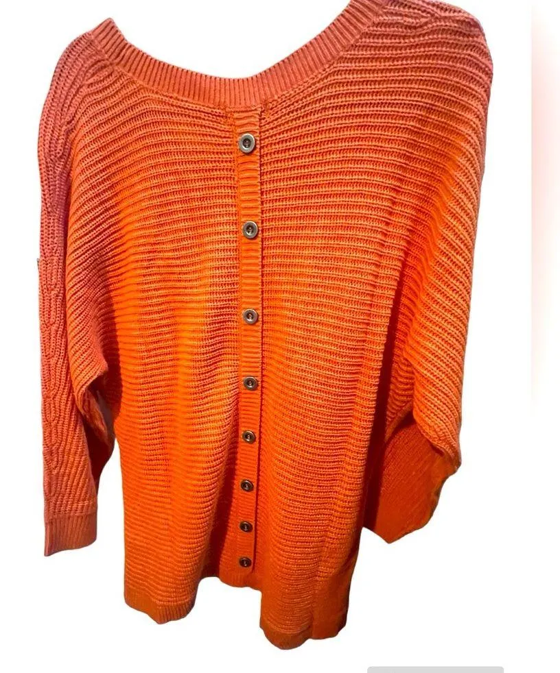 NWOT Venus orange button back detail sweater with dolman sleeves. - Image 2