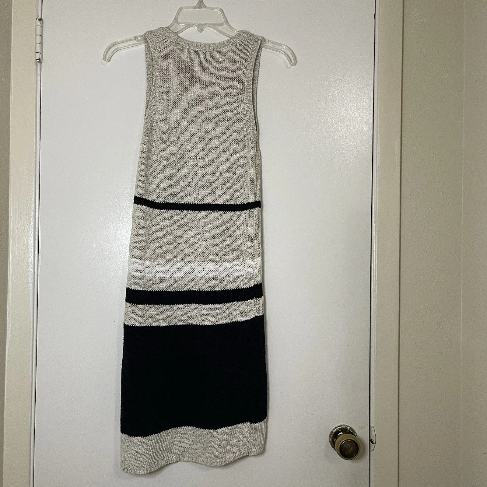 James Perse Los Angeles Cotton Linen Ivory striped sweater knit dress US 0 XS - Image 7